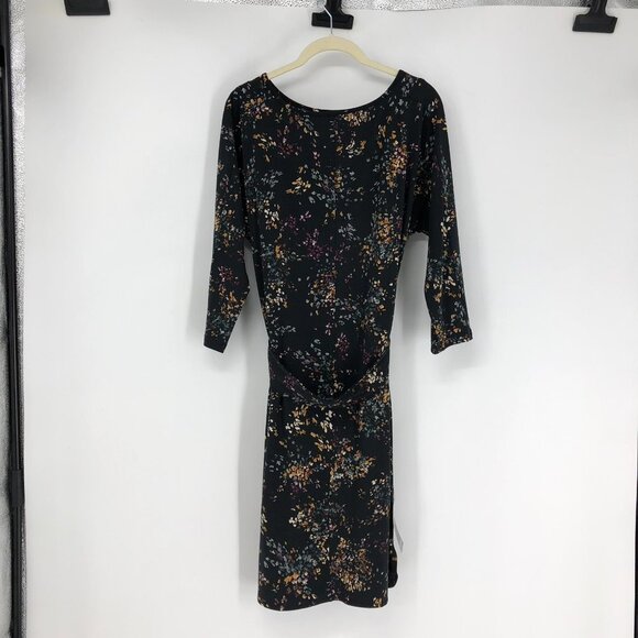 Le Chateau Black floral NWT Boatneck 3/4 sleeve midi dress Size XS - Picture 3 of 16